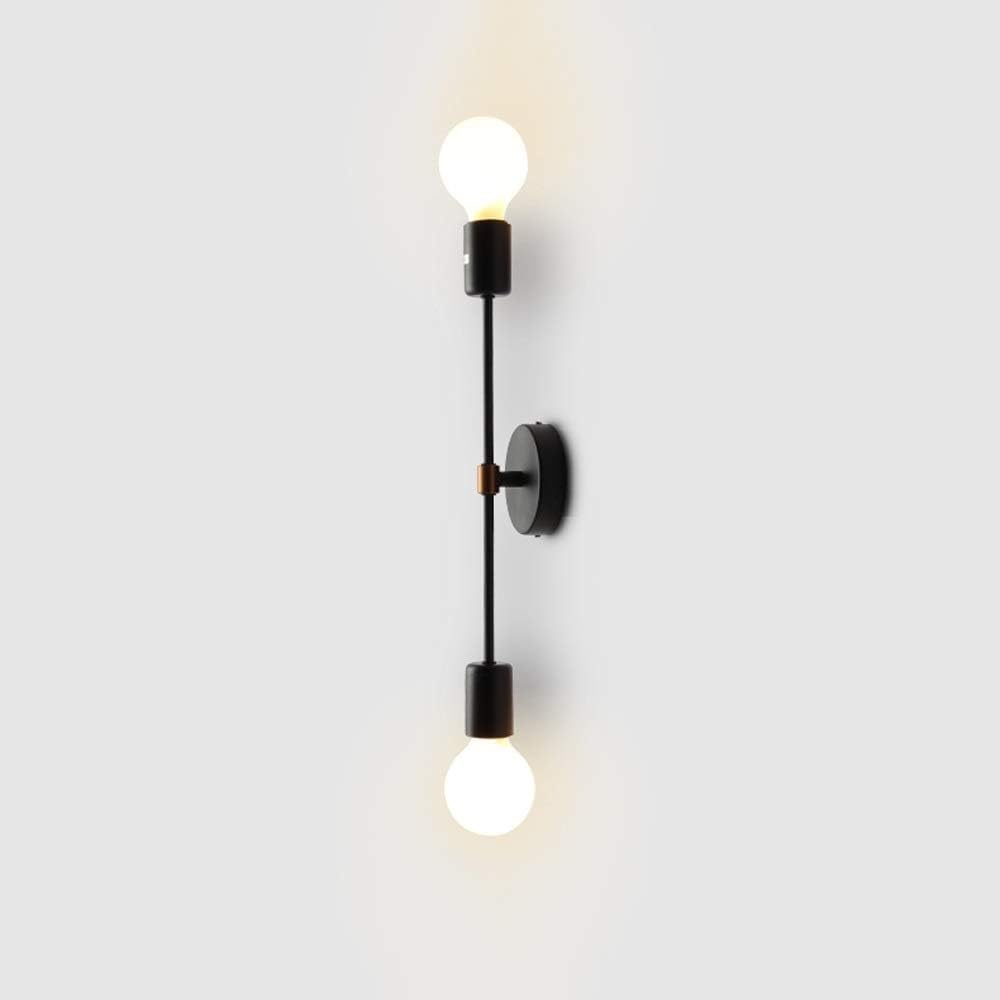 SXSCARKX 2-Lights Black Creative Nordic Wall Sconce Personality Fashion Bedroom Bedside Lamp Edison E27 LOFT Iron Metal Light Restaurant Bar Hotel Lantern