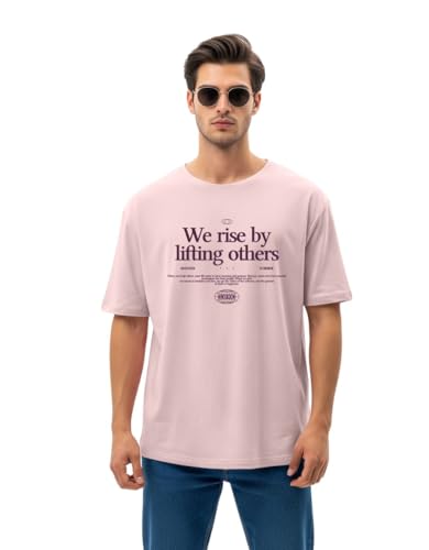 Image of Cotton Blend Oversized Baggy Fit Drop Shoulder Round Neck Graphic Printed Half Sleeve T-Shirt Combo for Men (Pack of 3)