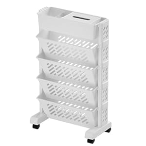 Ftoqwzxv QE2408 Bücherwagen mit Rollen 5 Ebenen