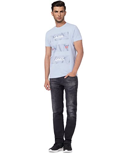 Image of JACK & JONES Men's Placement Print Slim Fit Round Neck T-Shirt