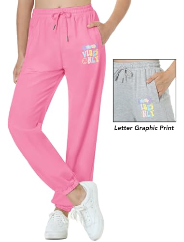 Image of EXARUS 3 Pack Girls Sweatpants Joggers Teen Sweat Pants Wide Leg | Tween Baggy Casual Preppy Pockets High Rise Elastic Waist School Sports Trendy Clothes Kids Youth Junior 6-14Y