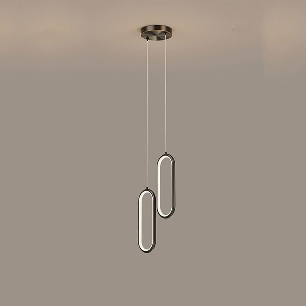 Lampy sufitowe, miedziana złota geometryczna lampa wisząca 2 pierścienie 16 W LED wisząca lampa kuchenna owalna nordycka nowoczesna czarna lampa sufitowa wisząca regulowana lampa wisząca do