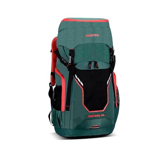 Gear Inspired 55L Extra Large Water Resistant Rucksack/Travel bag/For Men & Women(Green - Black)