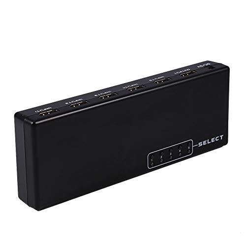 5 em 1 saída HDMI switch, 5 portas HDMI switcher seletor divisor com controle remoto, adequado para