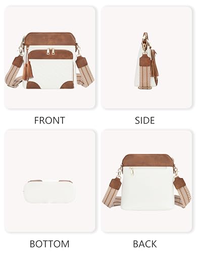 Image of Medium Crossbody Bag for Women with Built-In Wallet | Vegan Leather RFID Crossbody Bag for Travel,Women Shoulder Quilted Handbags with Tassel,Fits 11 inch iPad