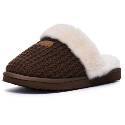 Image of OOW Cozy House Slippers for Women with Memory Foam Fuzzy Shoes for Indoor