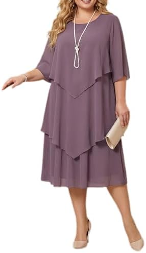Plus Size Chiffon Wedding Guest Dress for Women Summer Elegant Ru...