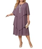 Akivide Plus Size Chiffon Wedding Guest Dress for Women Summer Elegant Ruffle Tiered Midi Cocktail Dress for...