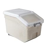 【Mantenga el grano fresco】Este dispensador de granos tiene un diseño a presión para sellar, bloquear firmemente el cubo de arroz, aislar la humedad y el polvo en el aire, mantener el grano limpio e higiénico y prolongar la vida útil de los alimentos.