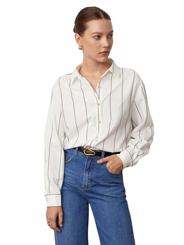 Image of Aahwan Orange Solid Button Up Drop Shoulder Striped Print Casual Formal Long Sleeve Shirt for Women's & Girl's
