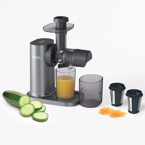 Image of Ninja NeverClog 3-in-1 Juicer, Slicer & Shredder, 32oz Vessel, JC152 | NeverClog auger juices non-stop, plus slicing & shredding attachments. Total Pulp Control, 32-oz vessel, dishwasher safe