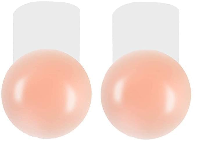Women Push Up Bras For Self Adhesive Silicone Strapless Invisible Bra Reusable Sticky Breast Lift Up Tape Rabbit Bra Pads, [1 Pair Beign], Skin