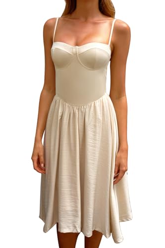 Image of CHYRII Women Fashion Summer 2025 Sweetheart Neck Spaghetti Straps Corset A-Line Long Sundress Midi Dress