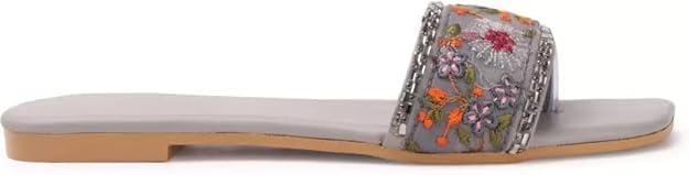 Image of PRIYANSH Enterprises Premium Women Ethnic Embroidered Flats Footwear for Women | Stylish Slippers For Party and Formal Wear | Flat Embroidered Sandal