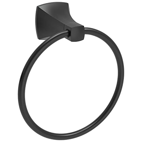 WZRUA Hand Towel Holder for Bathroom Kitchen Matte Black Towel Ring Towel Hanger Stainless Steel and Zinc Alloy Wall Mount Cover