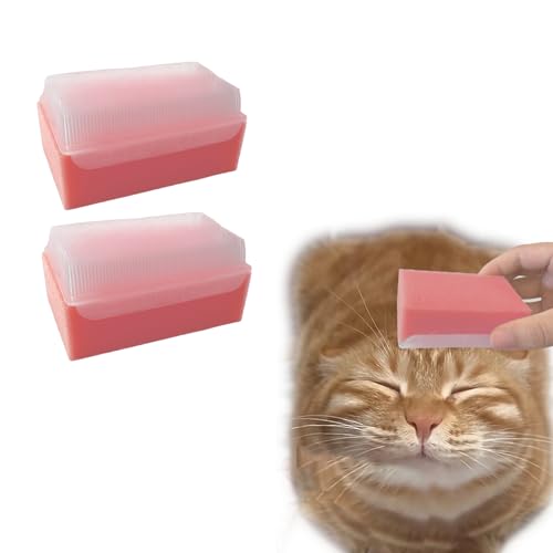 2PC Soft Cat Brush for Grooming - Gentle Cat Tongue Brush with1300+Barbed Serrations, Brushes for Sensitive Cats-Lightweight, gentle, Perfect for Daily Grooming&amp;Enhancing Bonding (Pink)