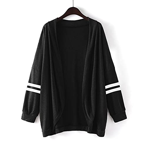 Women Kimono Long Sleeve Open Front Chunky Cable Knit Cardigan Sweater Coat Plus Size Duster Black