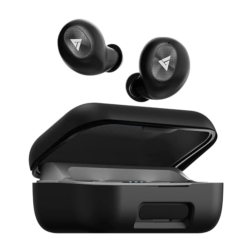 Image of Sounce Case Cover for GOBOULT Audio AirBass PowerBuds, 360 Protection, Shockproof Design, Scratch Resistant, Silicone Case with Keychain (Front LED Visible) - Black