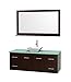 Wyndham Collection Centra 60" Single Bathroom Vanity in Espresso, Green Glass Countertop, Pyra White Porcelain Sink & 58" Mirror