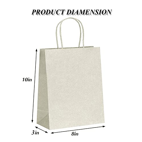 Image of Aakriti Craft Paper Bags, Rakhi Gift Bags with Handles, Small Craft Shopping Bags in Bulk for Boutiques, Small Business, Retail Stores, Gifts & Merchandise (WHITE-100PCS, SMALL-8 inch x 3 inch x 10 inch)