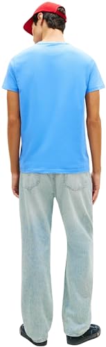 Tommy Jeans Herren T-Shirt Kurzarm Slim Sign Chest mit Logo, Blau (Blue Twilight), XXL – Ansicht 3