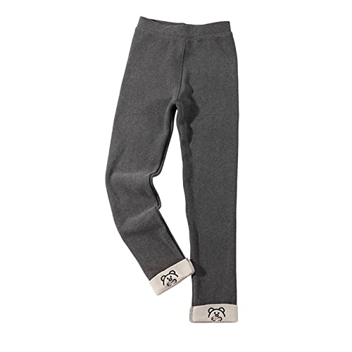TDEOK - Legging chaud en coton pour bébé fille - Doublure en polaire épaisse - Collants extensibles - Longueur cheville - Collants pour l'hiver - Pantalon de volleyball pour fille - Court, gris foncé, 2-4 ans