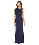 Adrianna Papell Women's Metallic Knit Gown, Light Navy, 8