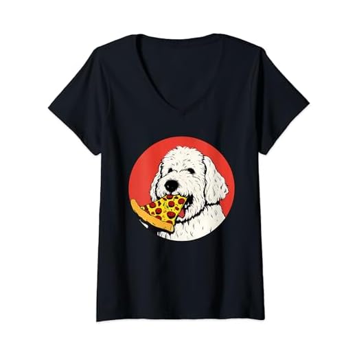 Old English Sheepdog Pizza Funny Dog Food V-Neck T-Shirt