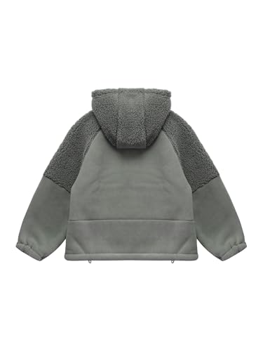 YiZYiF Kids Boys Thick Fleece Hooded Sweatshirt Solid Color Long Sleeve Zip Up Drawstring Hem Hoodies Coat Outerwear4