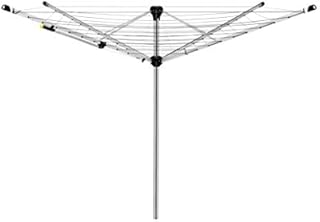 Addis Easi 4 Arm Outdoor Rotary Clothes Airer with Lift Locking Handle & Ground Spike, Aluminium, Metallic Silver, 46m 518025