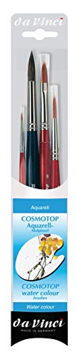 da Vinci Watercolor Series 4230 CosmoTop Spin Paint Brush Set, Synthetic, Multiple Sizes, 4 Brushes (Series 5530, 5584, 5580)