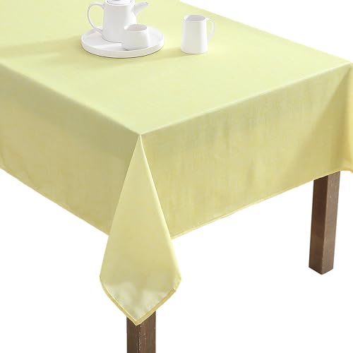 Laura Ashley Decorative Tablecloth, Wrinkle and Stain Resistant, Spillproof Water Repellent, Easy Care Washable Polyester Fabric for Dining, Kitchen, Holiday and Party, 60" x 84", Yellow by Laura Ashley - Used condition - US$17.83