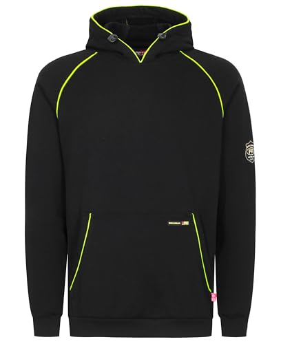 BOCOMAL FR Hoodies Pullover 12oz Heavyweight Cotton Fleece Flame Resistant Contrast Stripe Long Sleeve Hooded Sweatshirts