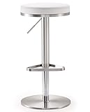 Tov Furniture The Fano Collection Adjustable Height Backless Swivel Stainless Steel Metal Industrial...