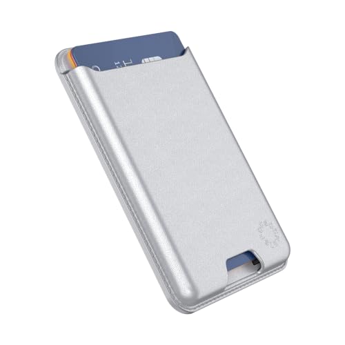 Image of PopSockets Phone Wallet Without Expanding Grip, Phone Card Holder, Wireless Charging Compatible, Wallet Compatible with MagSafe Vegan Leather - Silver