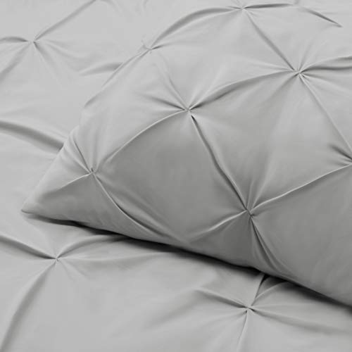 Image of Nestl King Comforter Set Pinch Pleat Comforter, Bedding Comforter Sets, Comforter Set for King Bed, Pintuck Comforter Set King /Cal King Size, Down Comforter with 2 Pillow Shams, 3-Piece - Silver Gray