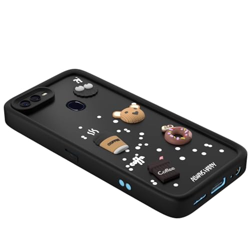 Image of Bintage Cute Fun Taddy| 3D Ball Bear| Donut| Coffee Rubber Case Full Body & Camera Protection Back Cover Compatible for Realme 2 - Black