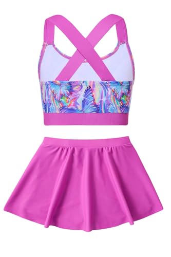 AIDEAONE Girls Swimsuit Two Piece Tankini Skirt Set with Boyshort Summer Beach Bathing Suit Size 6-134