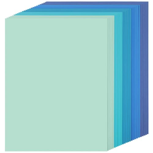 25 Sheets 5 Blue Colors Cardstock Paper 8.5 X 11 Doubled-sided Card Stock 92lb/250gsm Heavy Weight Thick Craft Construction Paper for Scrapbooking DIY Cards Making Party Decor Printer UAP13MXBL25