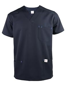 JONATHAN UNIFORM Arzt Kostüm Herren OP Kittel Leichter Stoff 3 Taschen, Kasack Herren Pflege Kurzarm Krankenhaus Kleidung Chirurg Kostüm (Marineblau, M)