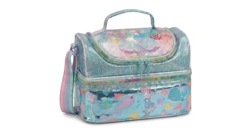 Image of Kids Double Decker Cooler Insulated Lunch Bag Large Tote for Boys, Girls, Men, Women, with Adjustable Strap (Mermaid-Bag)