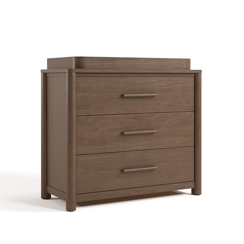 Storkcraft Malta 3 Drawer Chest with Removable Changing Topper – GREENGUARD Gold Certified, Wood Dresser for Baby & Kids Bedroom, Safety Interlocking Drawers, Pre-Installed Tracks (Hazelnut)