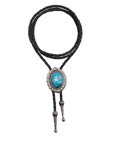 Image of Jeilwiy Bolo Tie for Men Western Cowboy Tie Necklace Gold Bolo Tie Leather Necktie Halloween Tie Accessories for Women