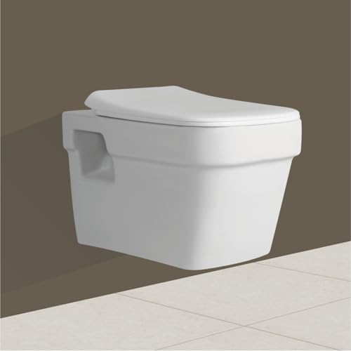 Image of WASSMIST Western Toilet for Bathroom - Modern Commode for Toilet | Bathroom Commode for Comfort and Style (Wall Hung)