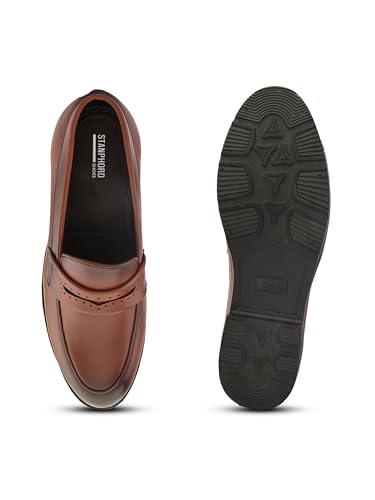 Image of STANPHORD Men Formal Penny Loafer Shoes | PU Slip-On Moccasins | Cushioned Anti-Slip | Office Business Casual (TPSL 25020)