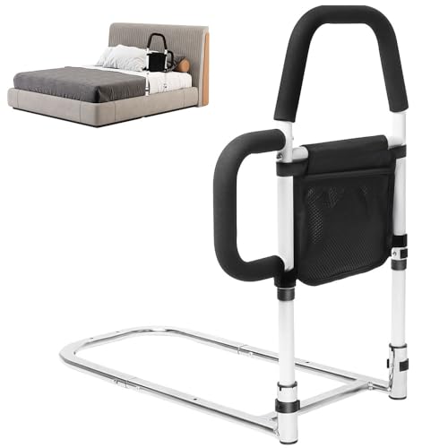 Imagen de POTSCOVE Rieles de Cama para Adultos Mayores, Manubrio de Ayuda para Camas Con Bolsa de Almacenamiento, Protector de Prevención de Caídas Ajustable para Personas Mayores Que, Barandal para Cama Adulto