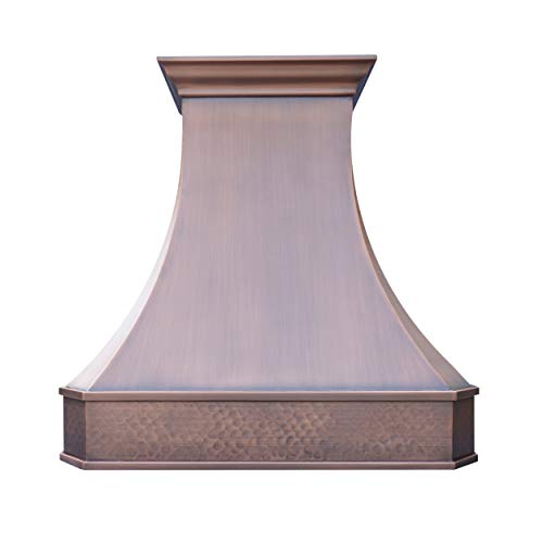 Copper Best H3 362136LS Copper Stove Range Hood 36 inch Wall Mount with Powerful 610cfm Range Hood Inserts