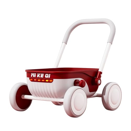 Starshine ベビーウォーカー 転倒防止 音楽ライト付き ベビーカー おもちゃのベビーカー 子供用収納カート 赤ちゃんの押し歩きおもちゃ 歩行練習 おしゃれでかわいい (赤)