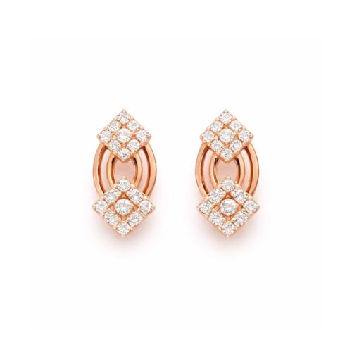 Image of Nilu's Collection Rose Gold Plated American Diamond Floral Leaf Necklace Set with Matching Drop Earrings For Women And Girls | Anti-Tarnish | Anti-Allergy | Office Wear
