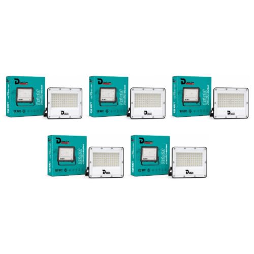 Image of Dreamlux LED Flood Light 100W, IP65 Waterproof Outdoor Light, Cool White 6500K, 130-140 lm /W, Aluminum Body, 6kV Surge Protection, BIS Certified Security Light (Pack of 5pc)